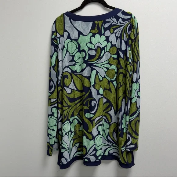 Dennis Basso Allover Printed Tunic Top X-Large Size Modern Trendy Knit Blouse - Picture 3 of 4